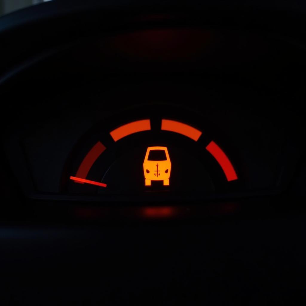 Car Dashboard with Check Engine Light Illuminated