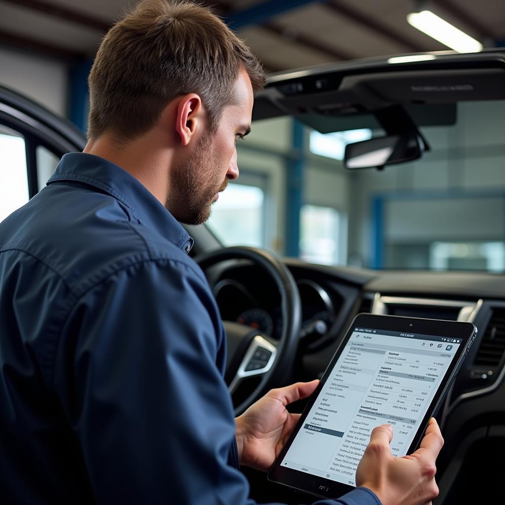 Chevrolet Mechanic Analyzing Diagnostic Results