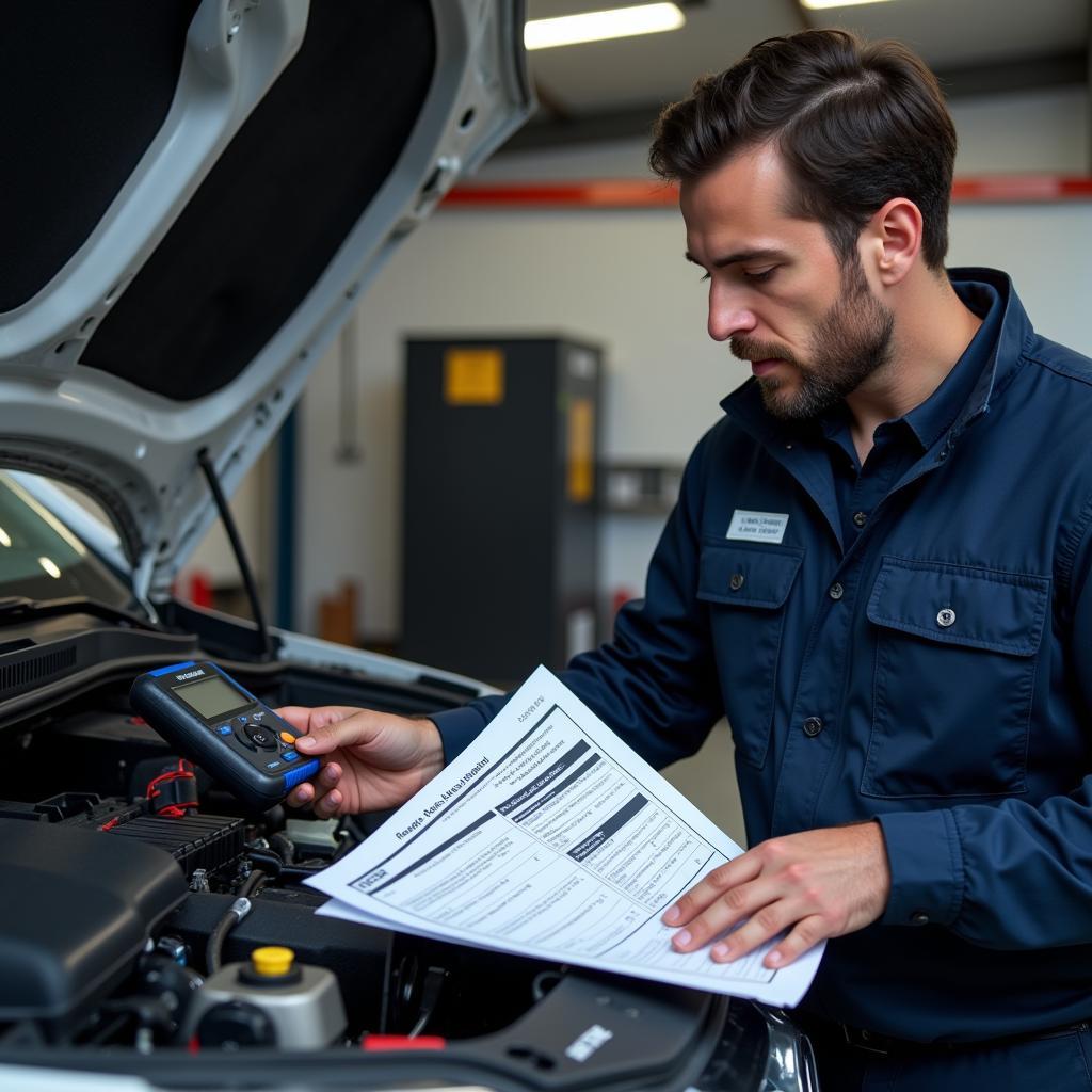 A Mechanic Choosing the Right Diagnostic Tool for a Car