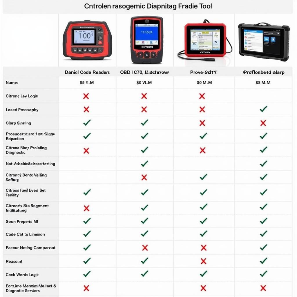 Citroen Car Diagnostic Tools Comparison Chart