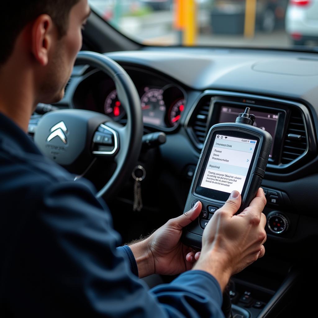 Citroen Diagnostic Scan Tool in Use