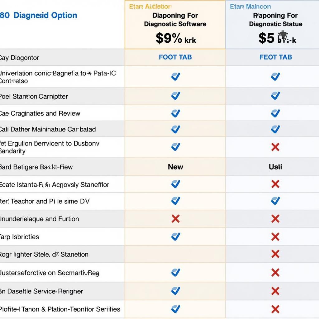 Various car diagnostic software options displayed on a computer screen