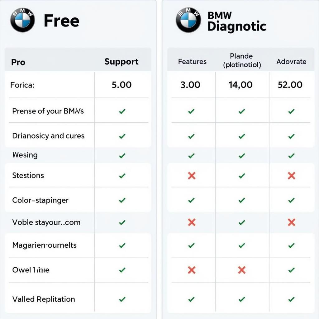 Free vs. Paid BMW Diagnostic Software Comparison Chart