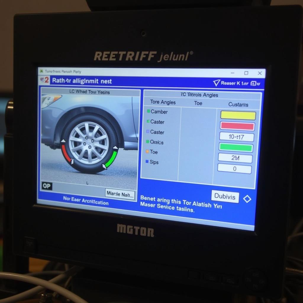 Computer Screen Showing Wheel Alignment Results