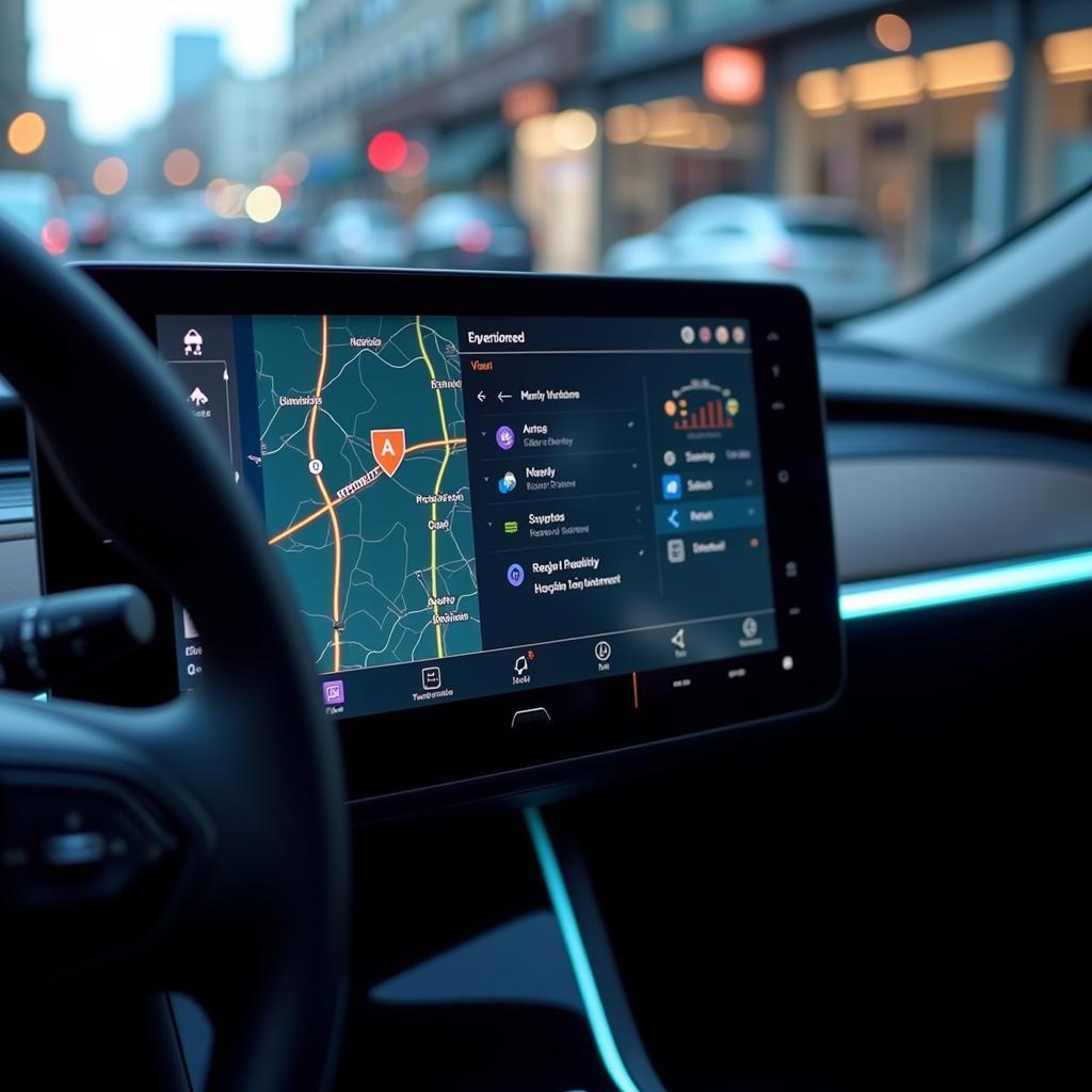 Connected Car Dashboard Displaying Diagnostics and Navigation