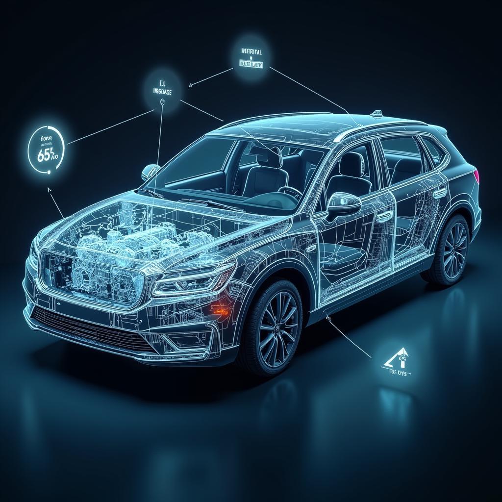 Futuristic car with connected diagnostics