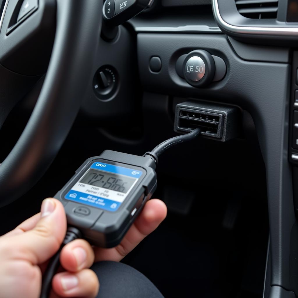 Connecting a car diagnostic tool to the OBD-II port