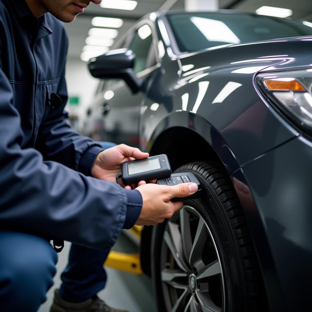 Skilled Technician Performing Car Diagnostics in Corby