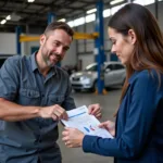 Customer Discussing Car Diagnostics Report