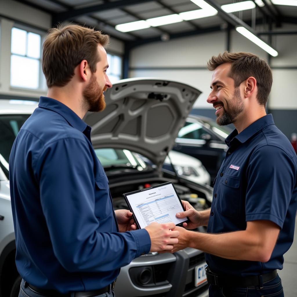 Dalgety Bay Mechanic Explaining Diagnostic Report