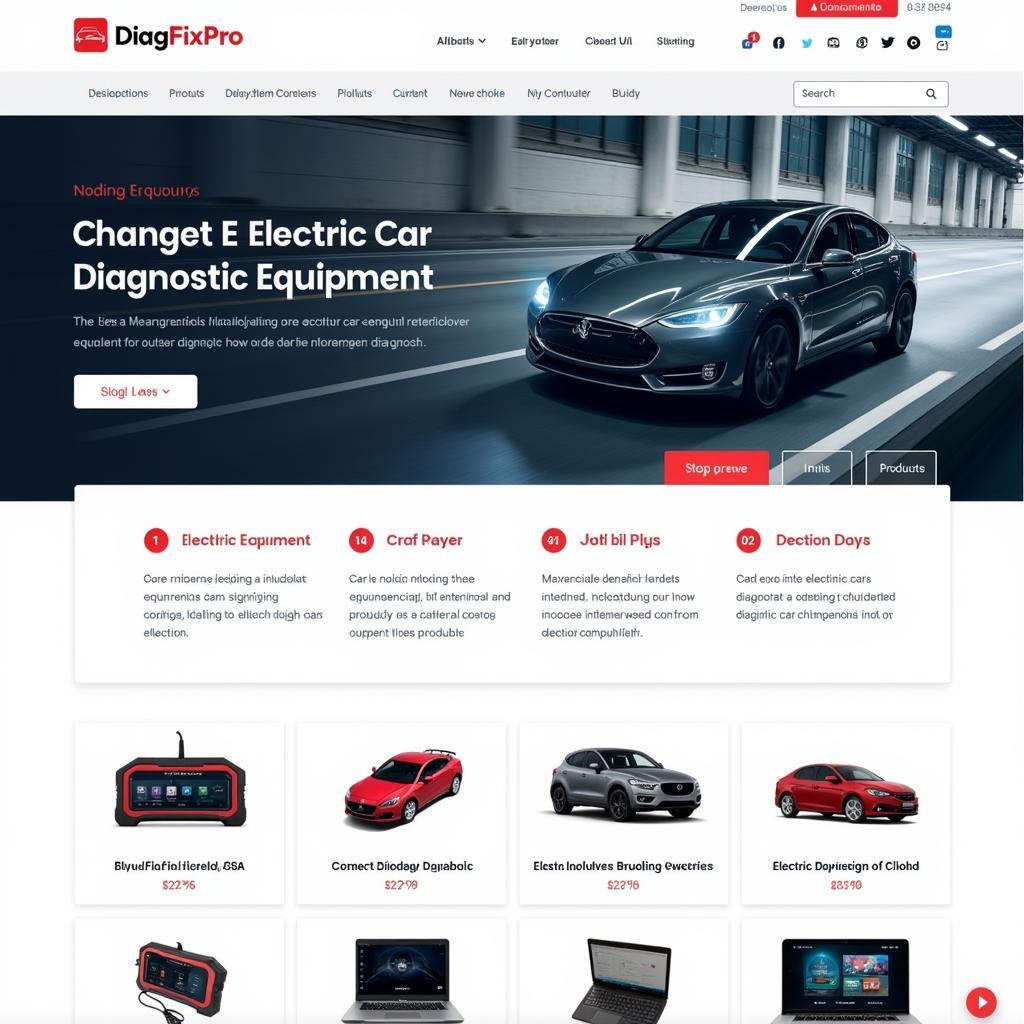 DiagFixPro Website Interface Showing EV Diagnostic Products