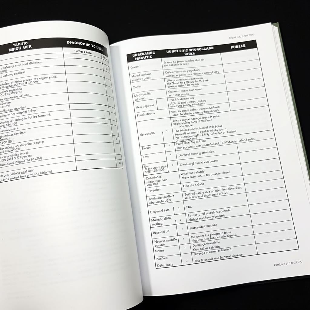 Open Diagnostic Car Book Showing Trouble Codes