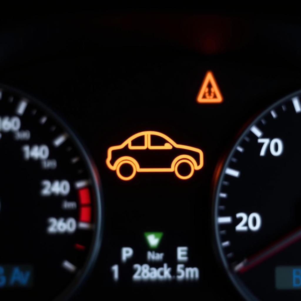 Car Dashboard with Diagnostic Icon Illuminated