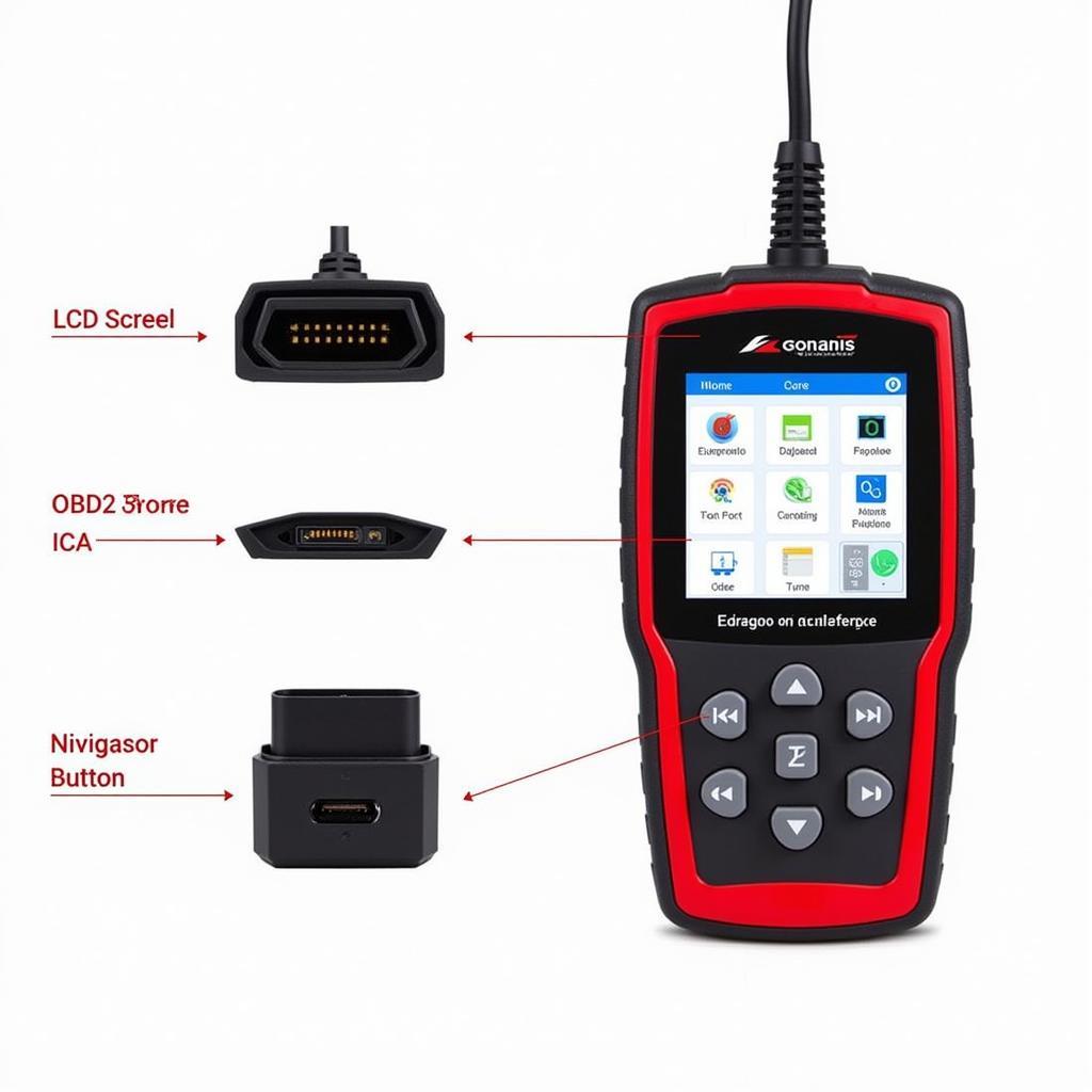 Car diagnostic scanner with essential features highlighted