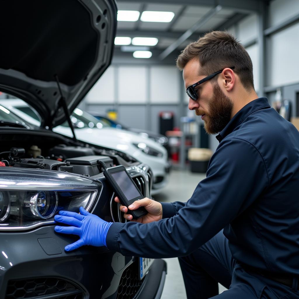 Modern Diagnostic Equipment in a Car Garage