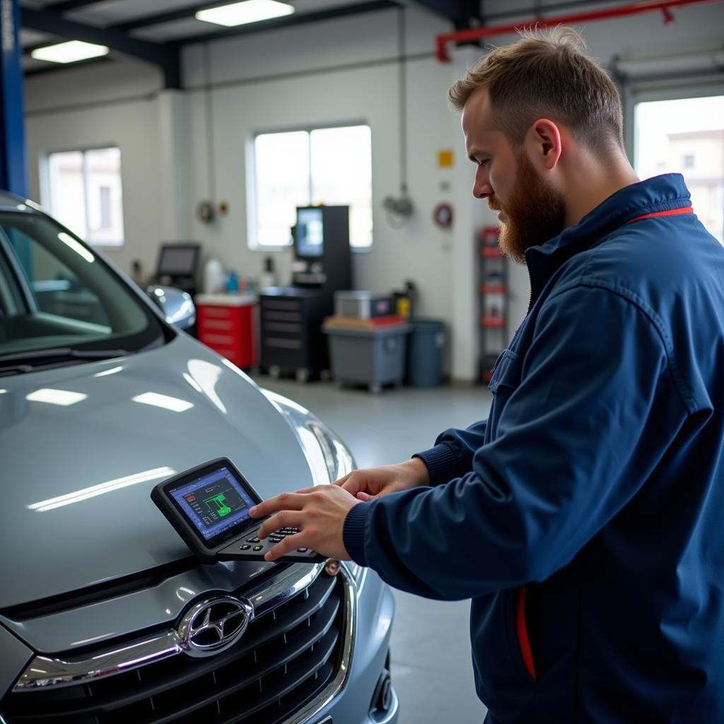 Modern diagnostic equipment in an auto repair shop in Old Whittington