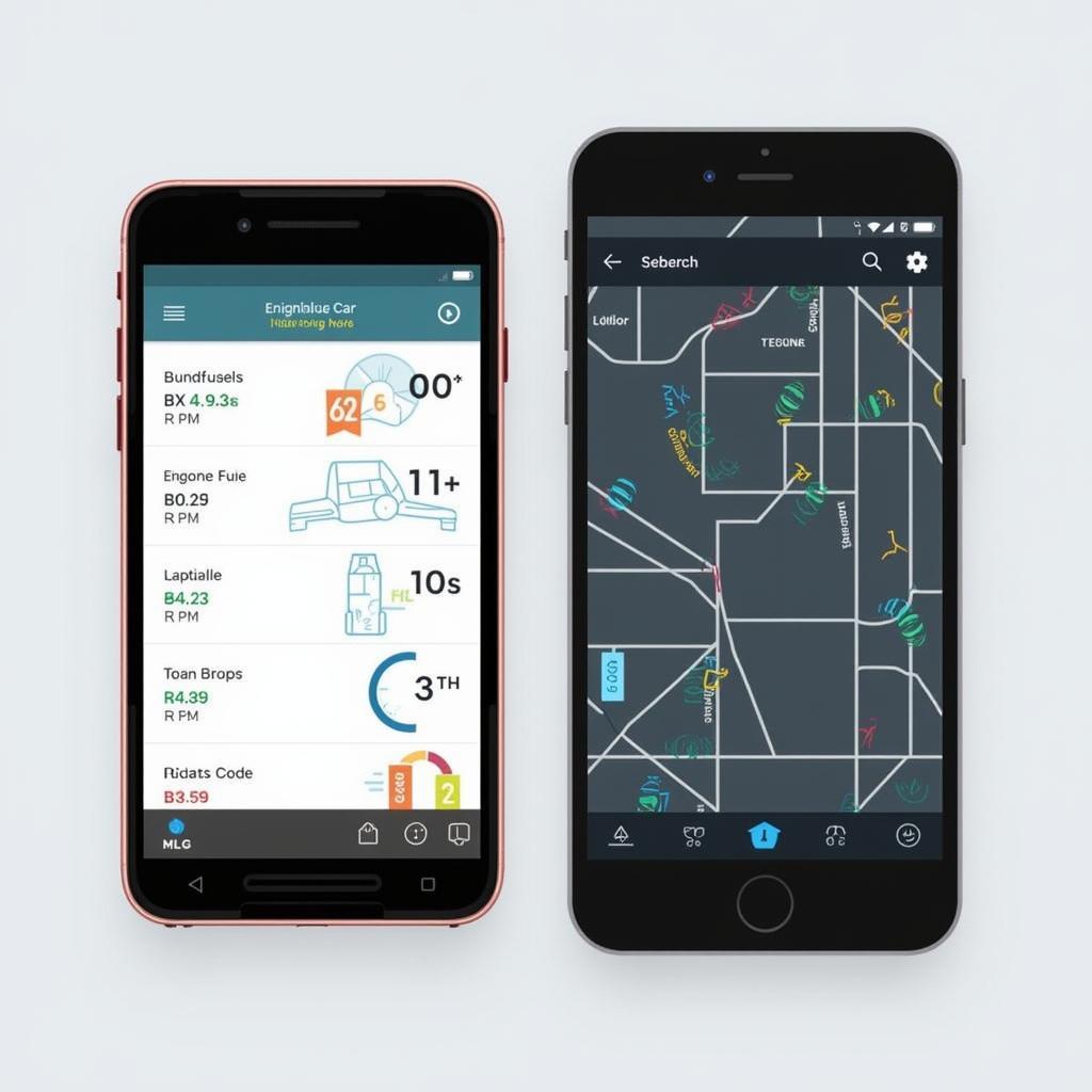 Smartphone App Displaying Data from a Diagnostic Plug Car GPS System