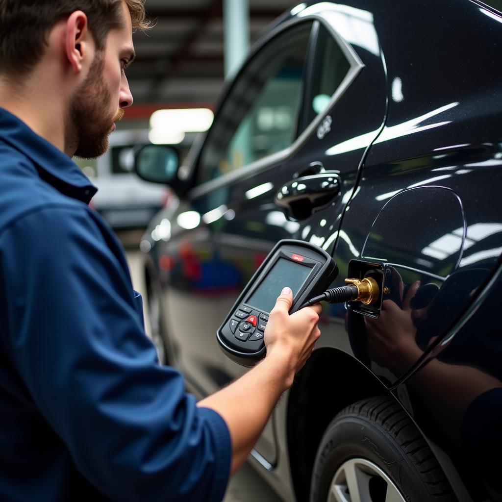 Mechanic Using Diagnostic Scanner