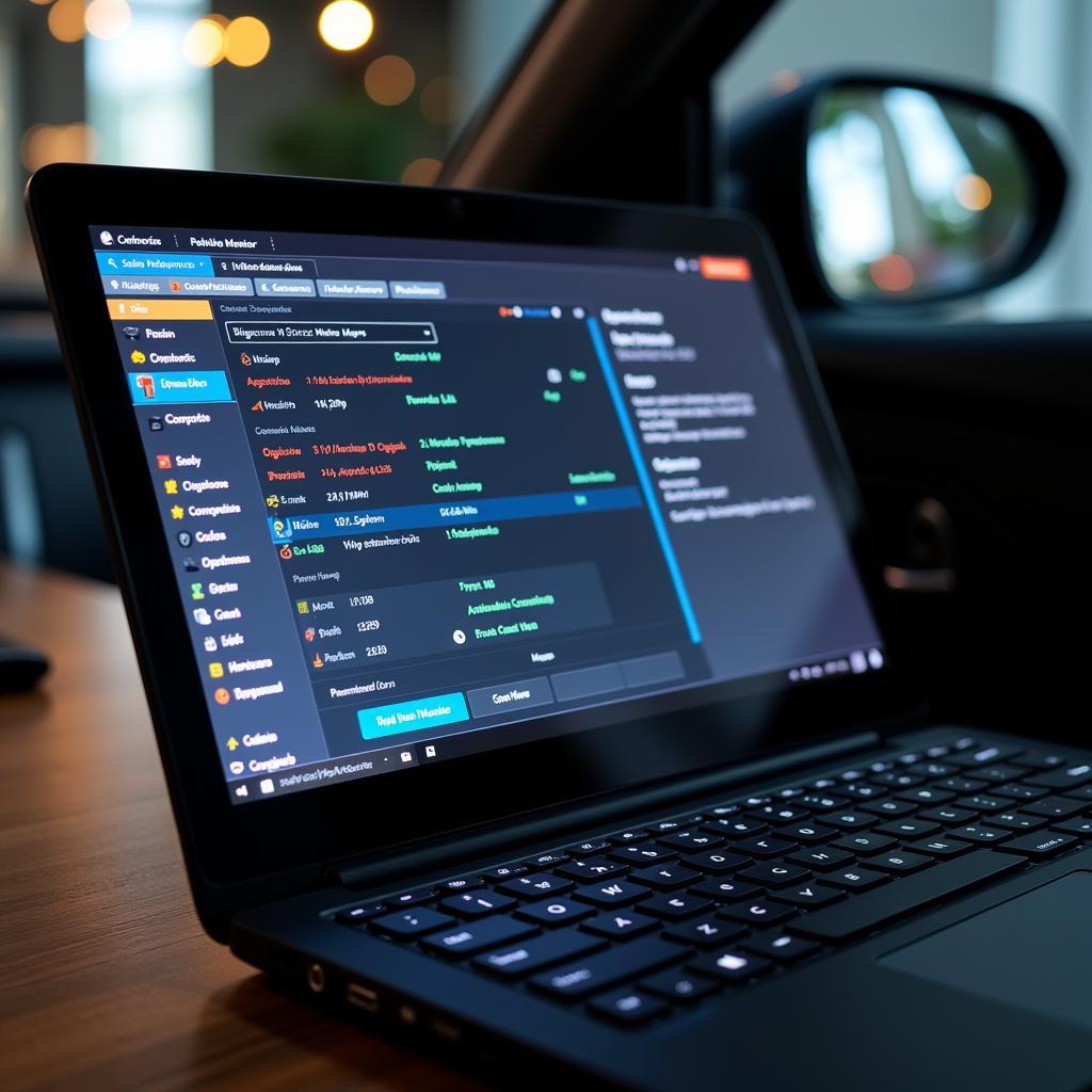  Laptop displaying car diagnostic software interface
