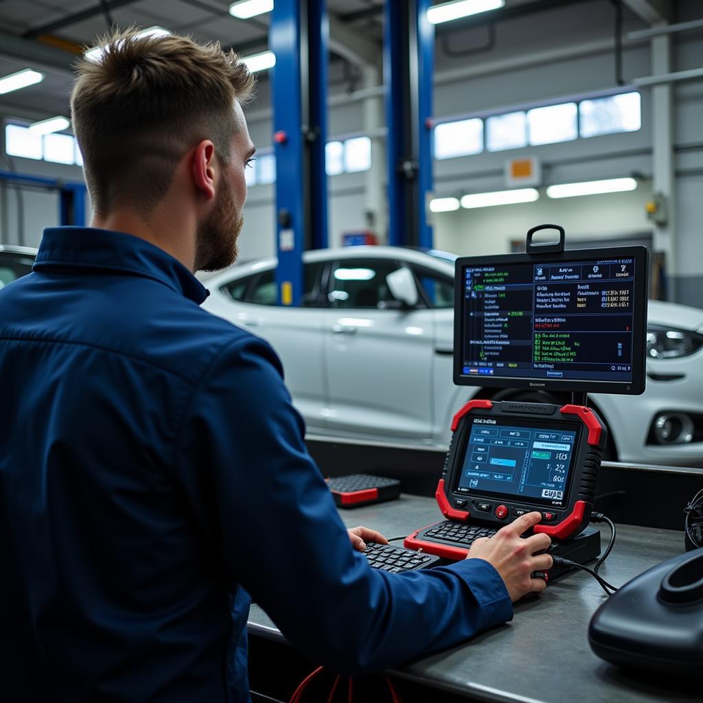 Car diagnostic test in a Middlesex garage