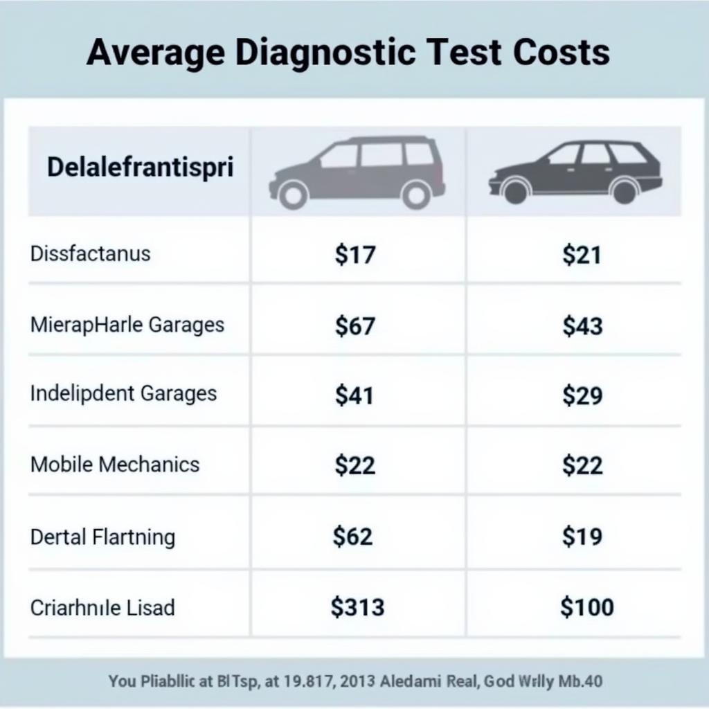 Comparison of car diagnostic test costs