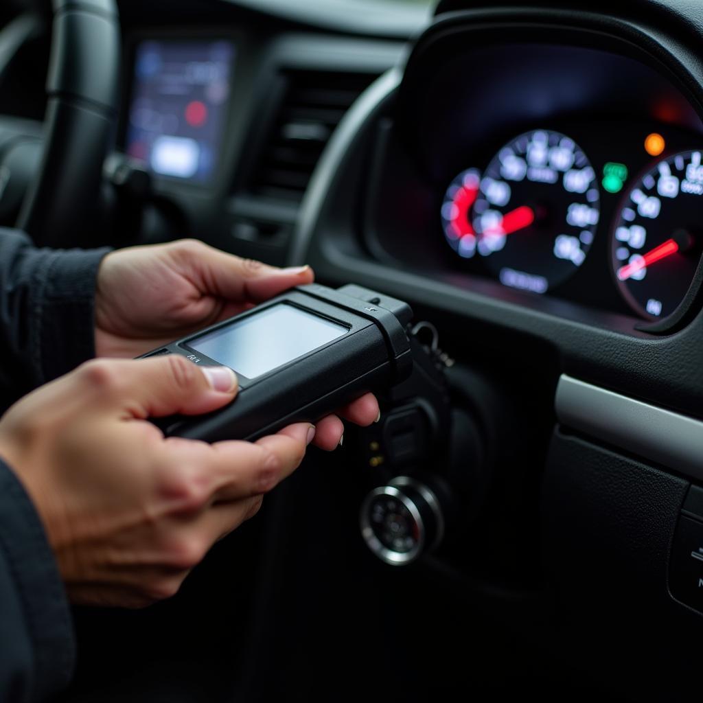 Mechanic Using a Diagnostic Tool