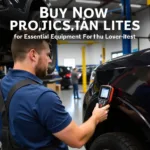 Mechanic using a diagnostic tool purchased with a buy now pay later plan