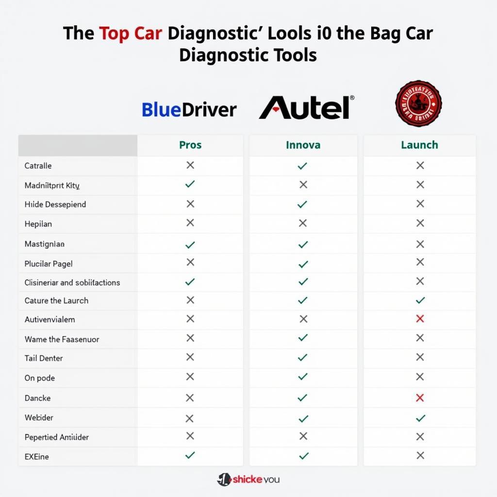 Car Diagnostic Tools Comparison Chart