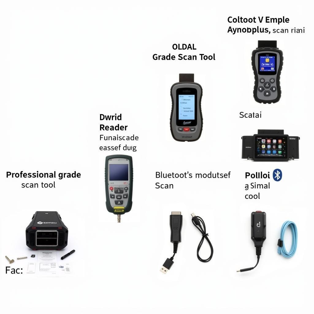 Various Car Diagnostic Tools Displayed