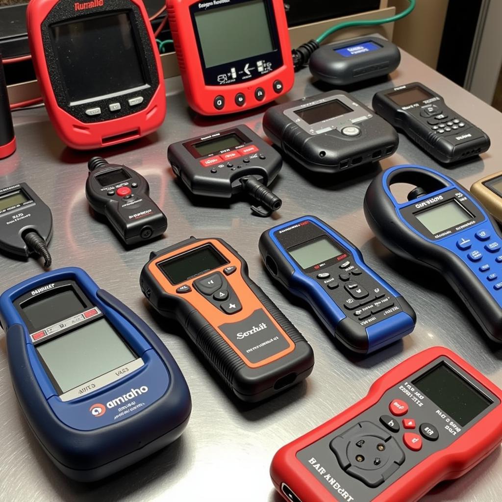 Various Car Engine Diagnostic Tools on Display