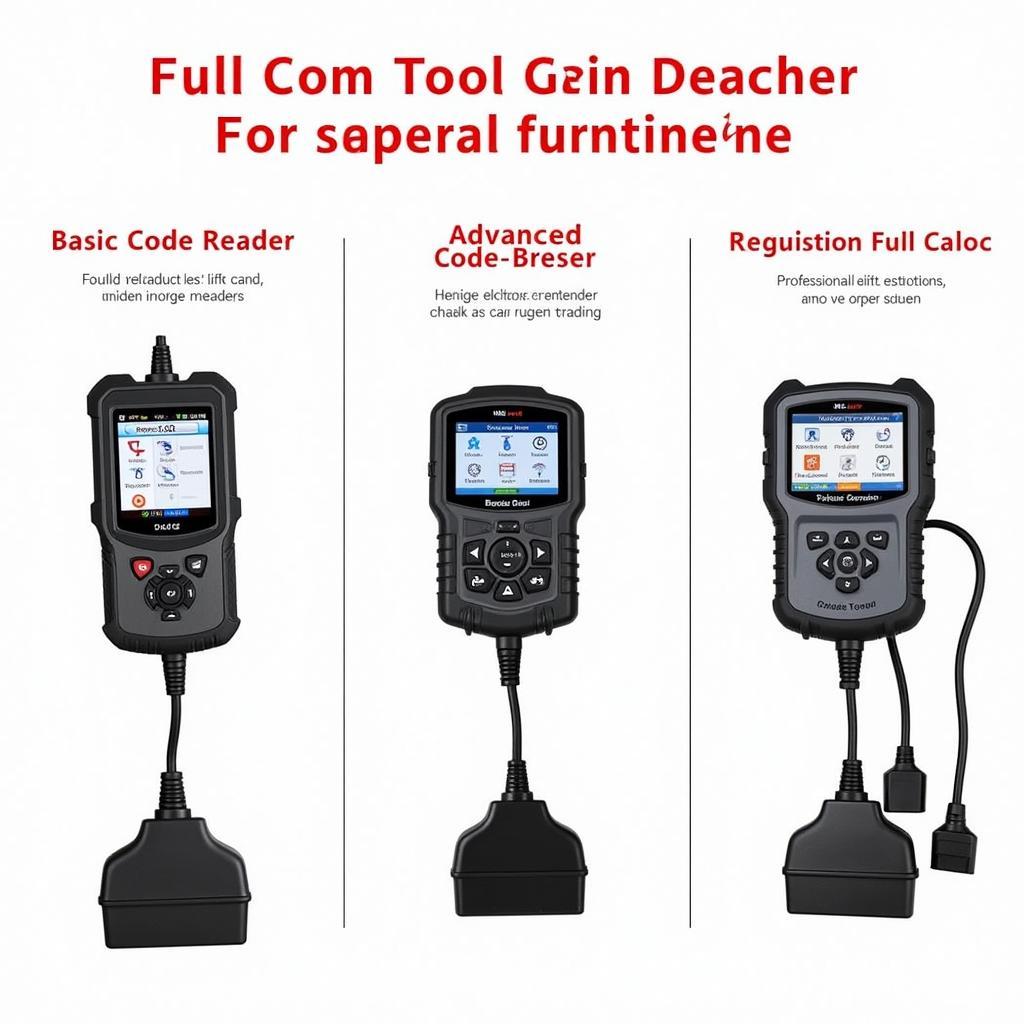 Various car diagnostic readers displayed on a table