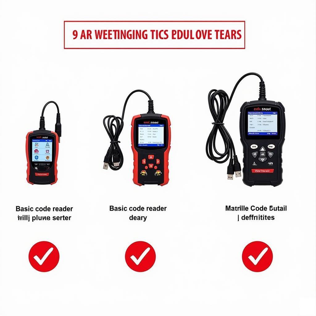 Various Car Diagnostic Tools Displayed