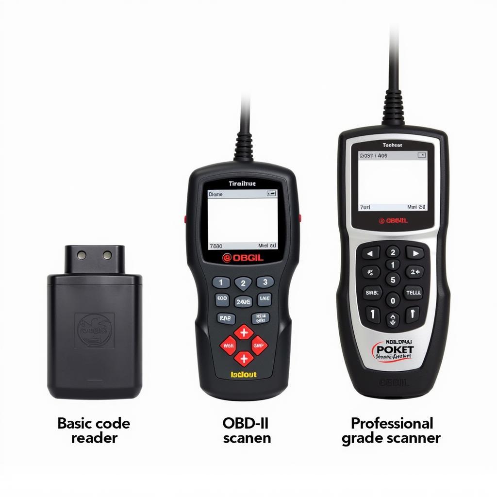 Various car diagnostic tools displayed on a workbench