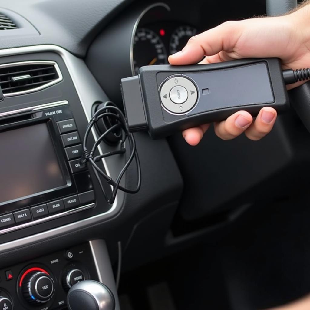 Person using a DIY car diagnostic tool