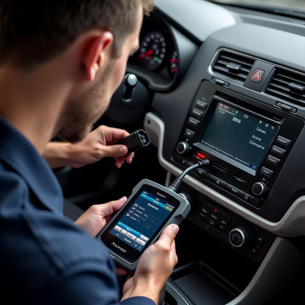 Dolphin car diagnostic tool connected to a car