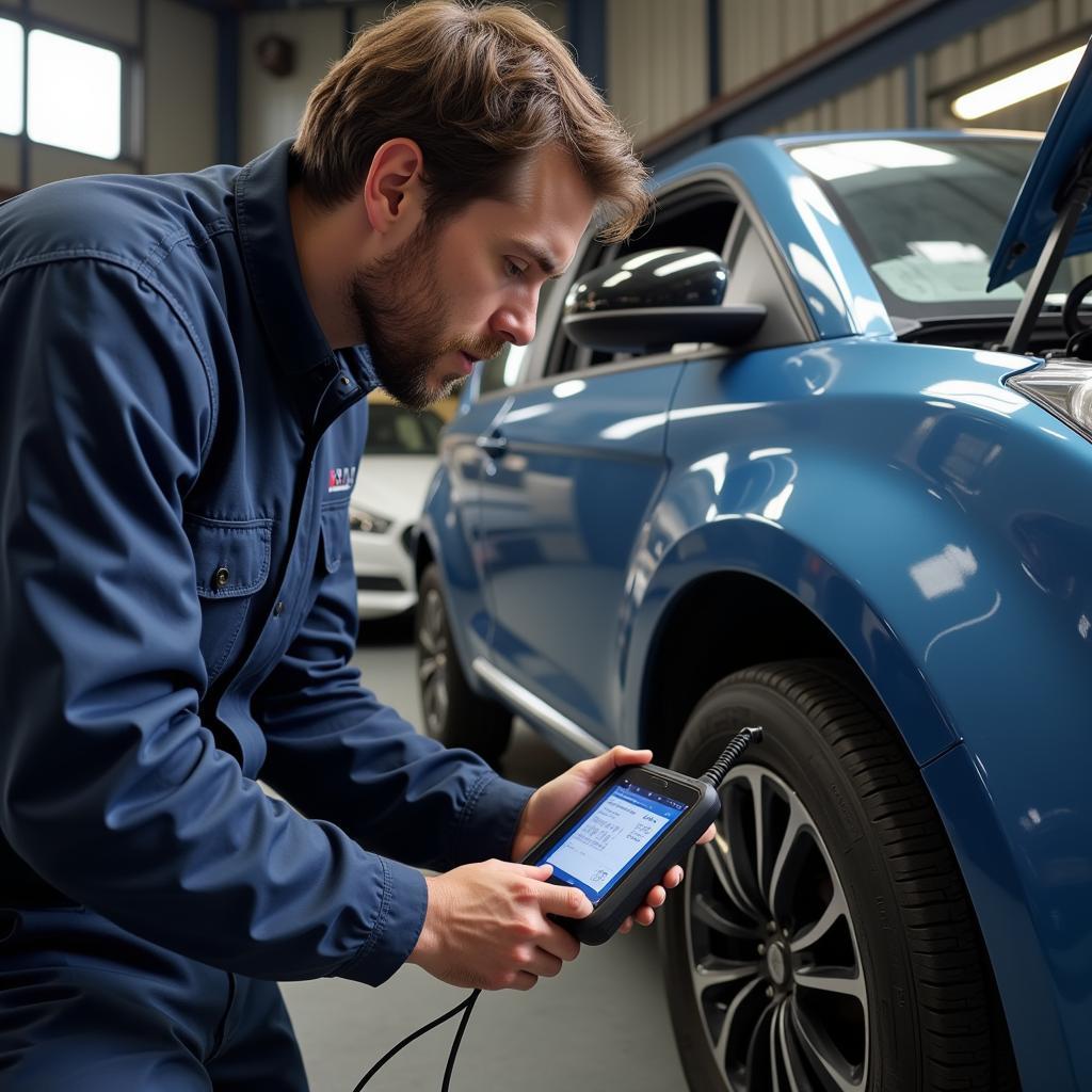 Mechanic in Doncaster Using Diagnostic Tool