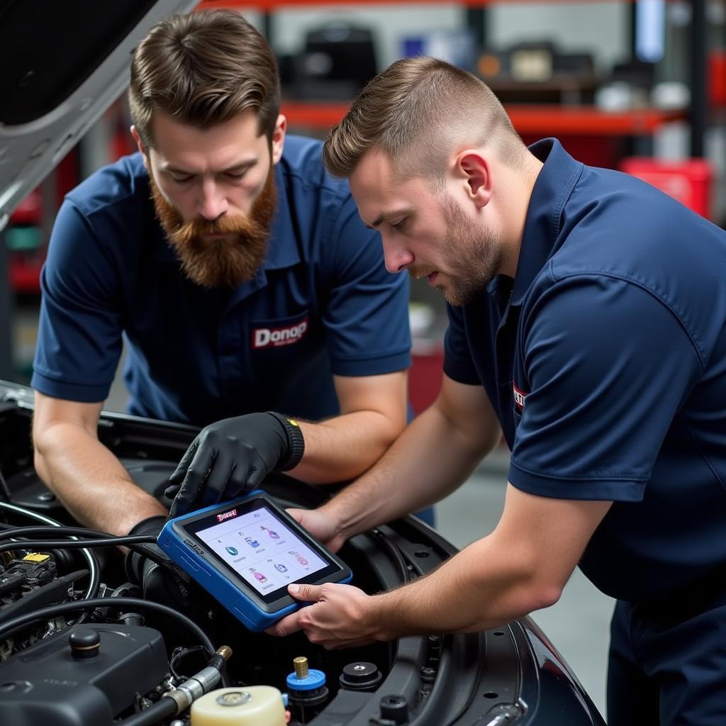 Mechanic Using a Donop Scanner