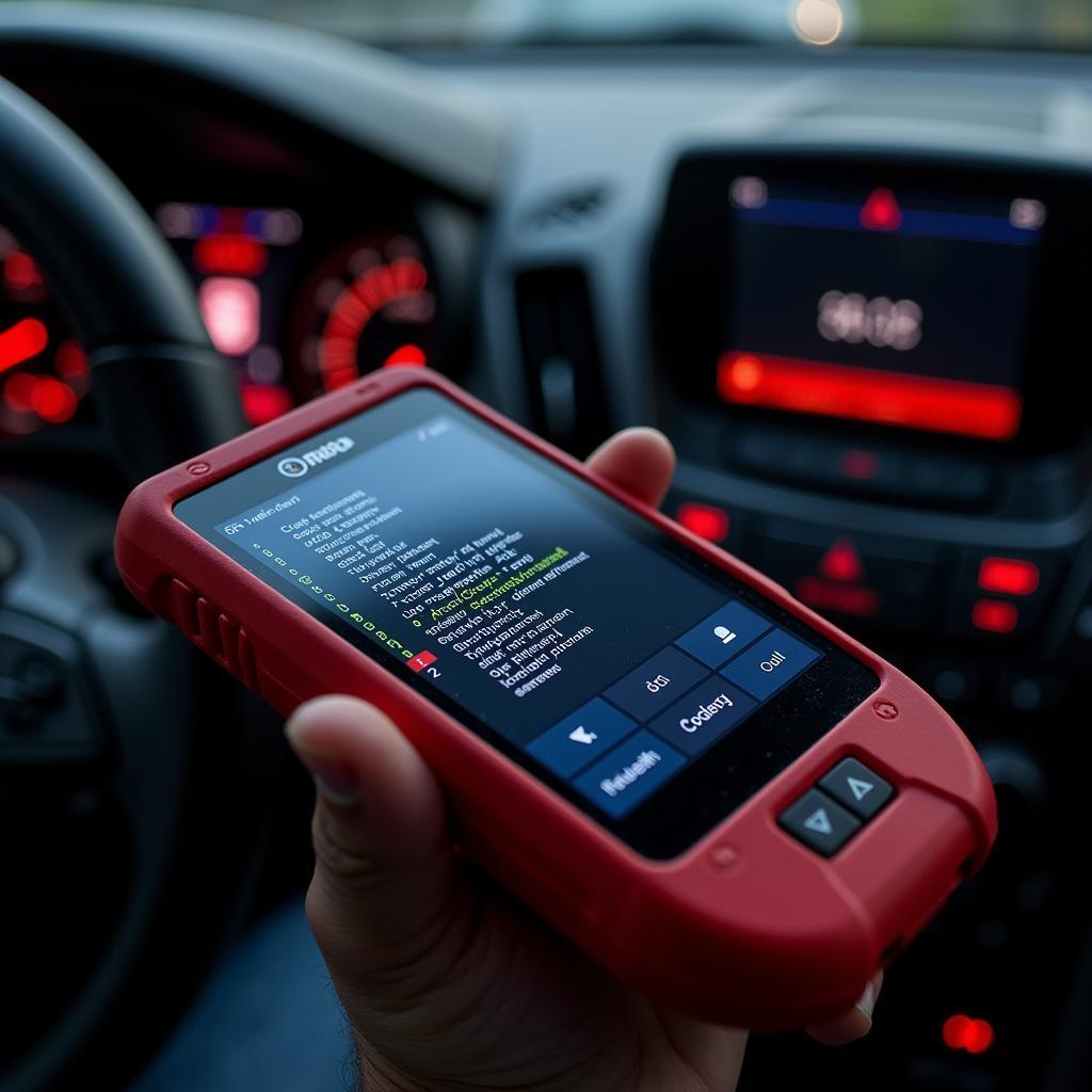 Car Diagnostic Tool Displaying Error Codes