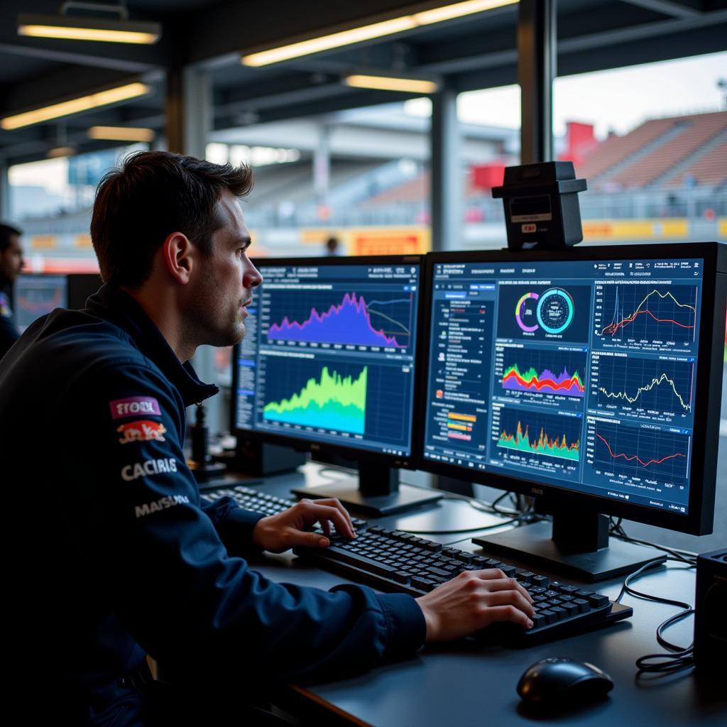 F1 Engineer Analyzing Data