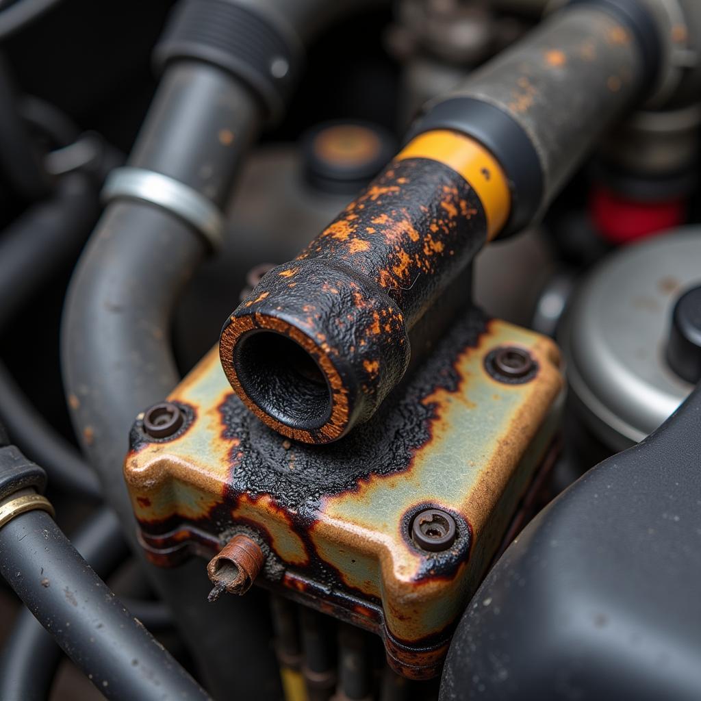 Car Ignition Coil with Visible Damage