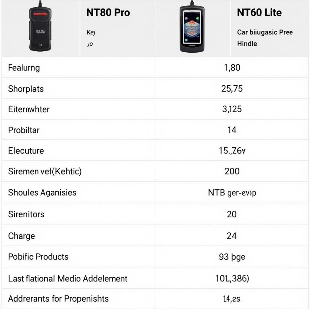 Comparison table of Foxwell NT680 Pro and NT680 Lite