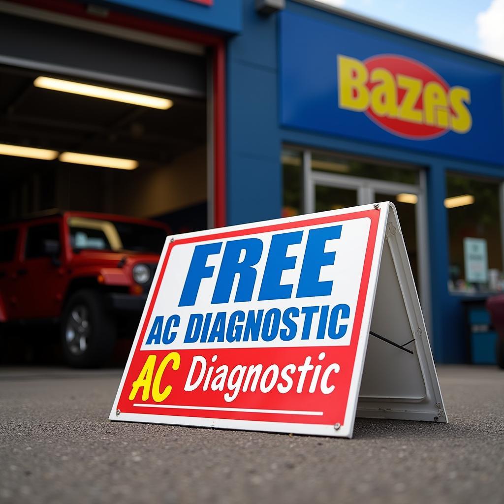 Mechanic Shop Sign Offering Free AC Diagnostic