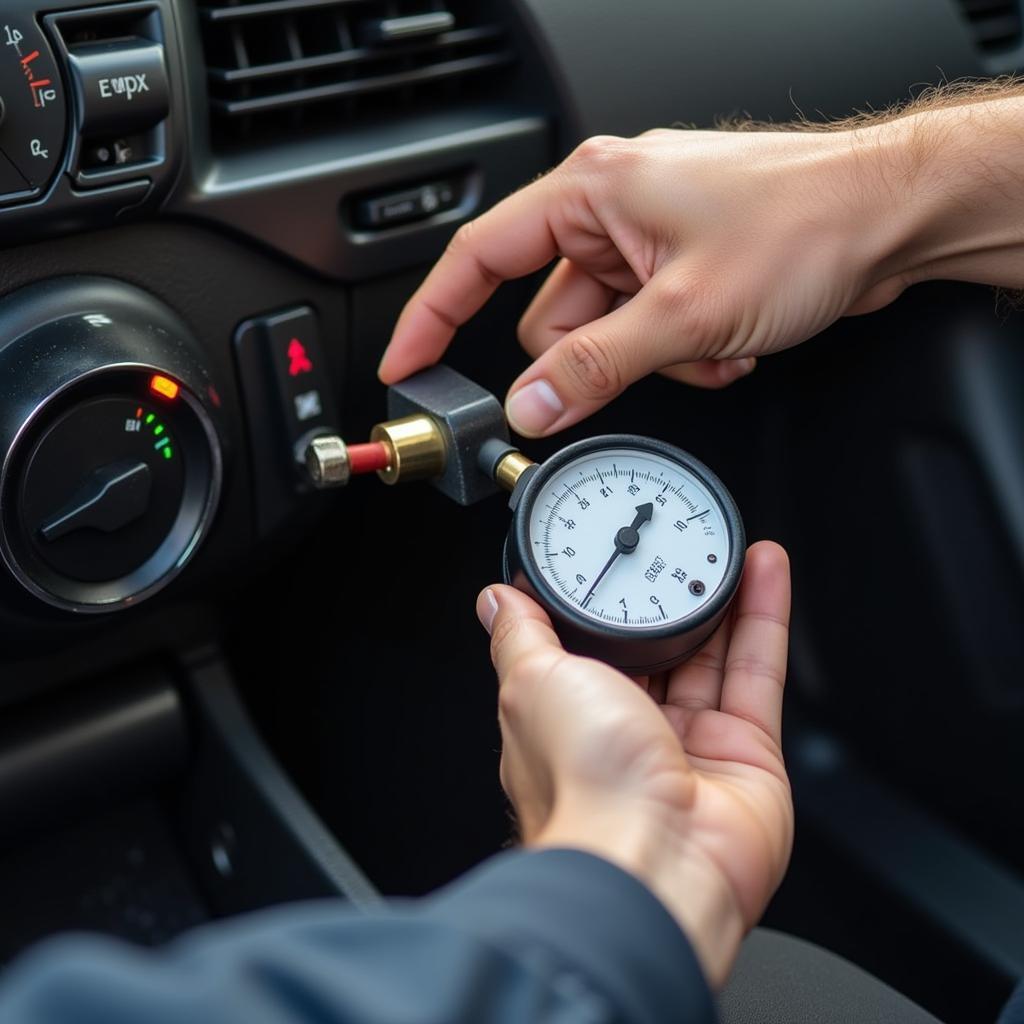 Technician Performing Free Car AC Diagnostic