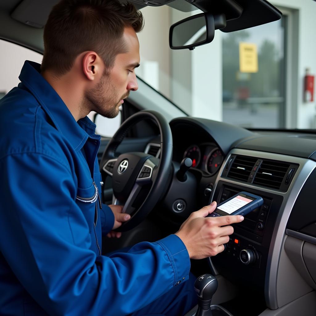 Mechanic Performing a Free Car Diagnostic