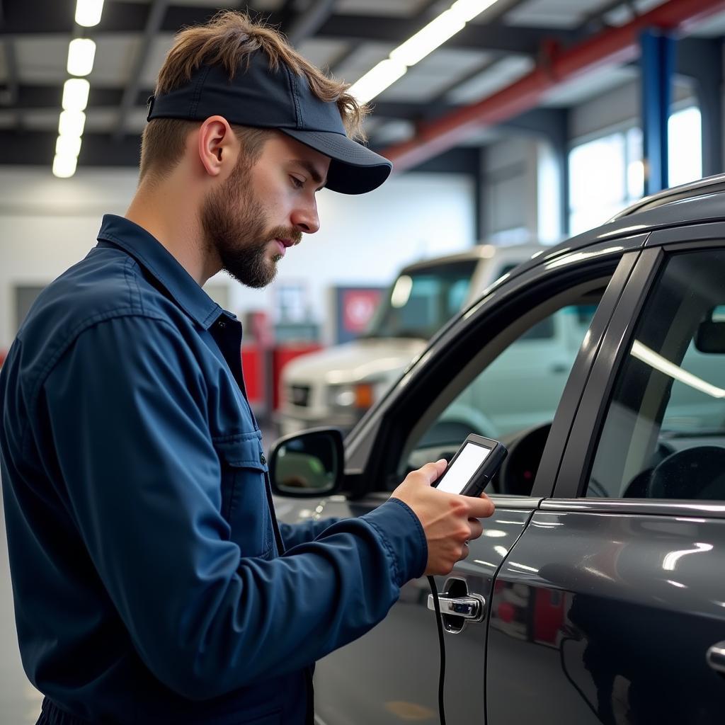 Mechanic Performing a Free Car Diagnostic Test