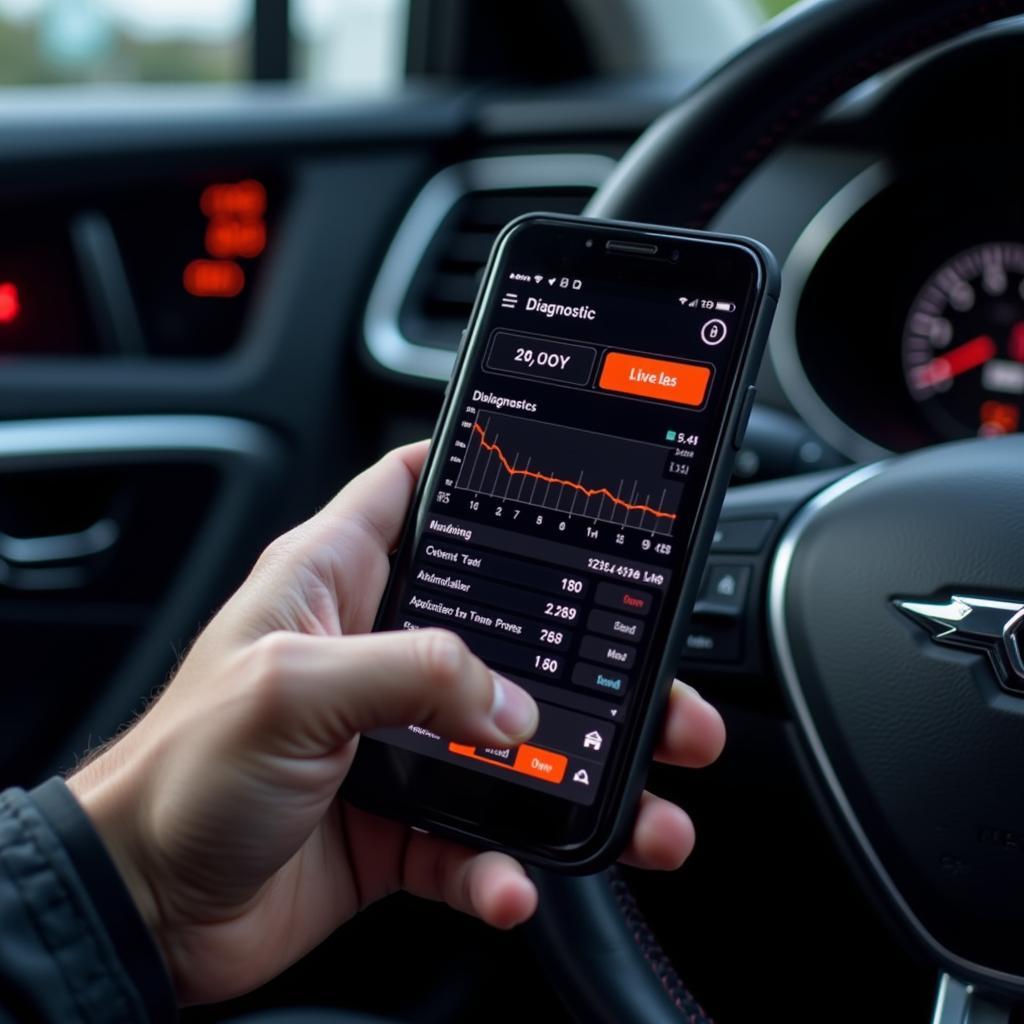 Smartphone App Displaying Car Diagnostics