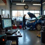 Modern car diagnostics equipment in a Gravesend workshop