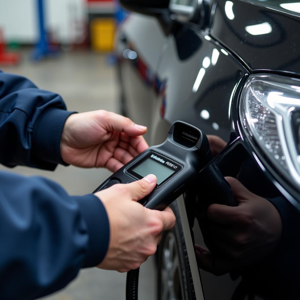 Mechanic performing a car diagnostic scan in Halifax