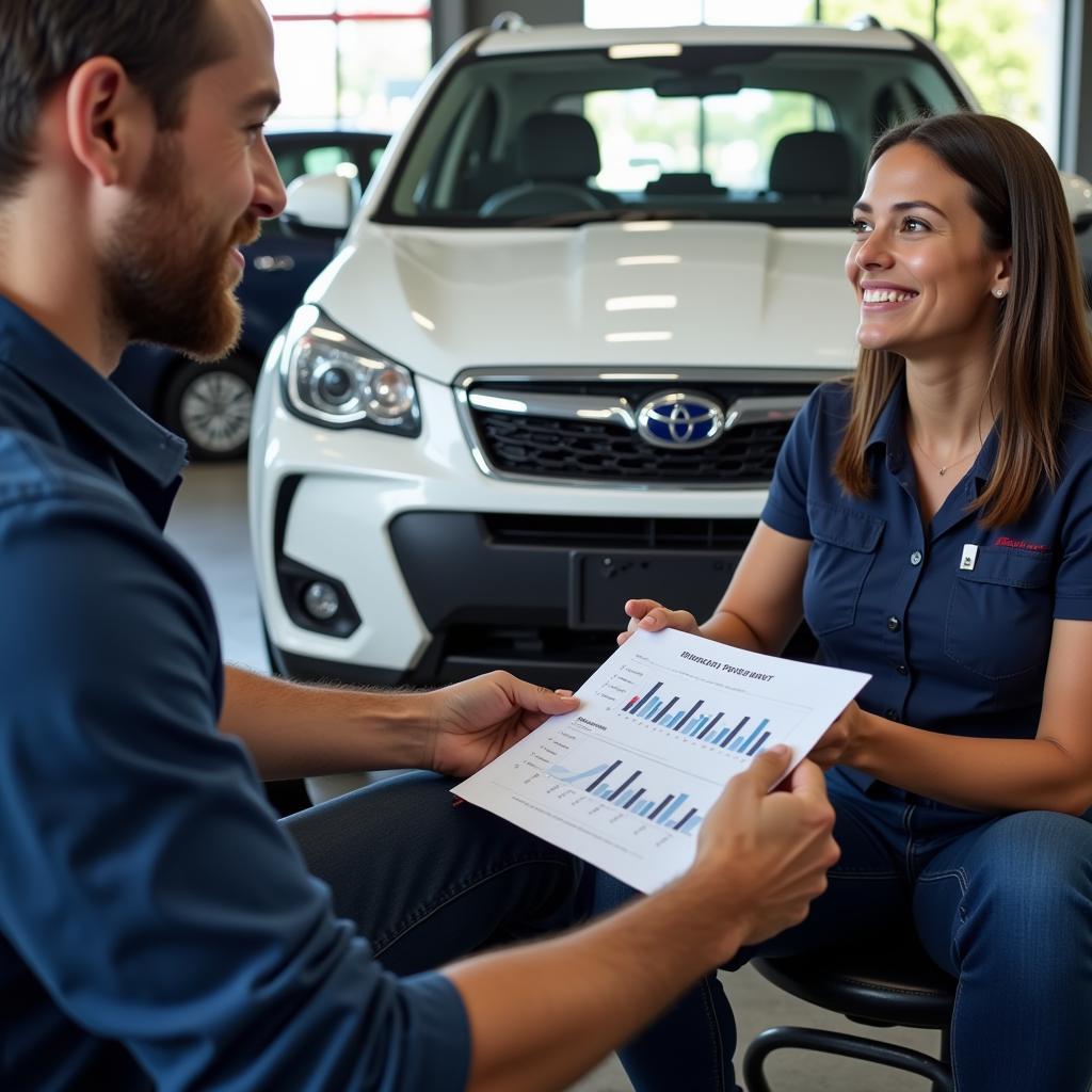 Mechanic in Hallam Explaining Diagnostic Results