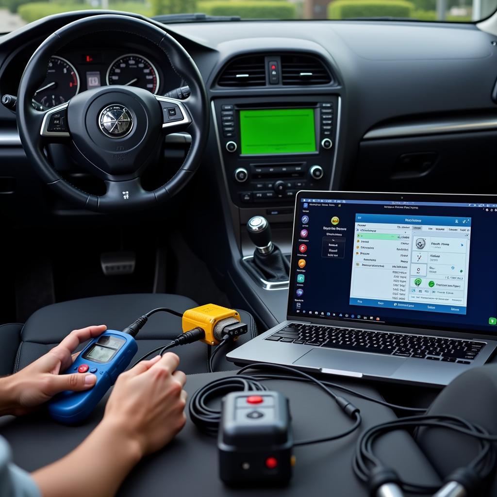 Modern Diagnostic Equipment in a Car Garage